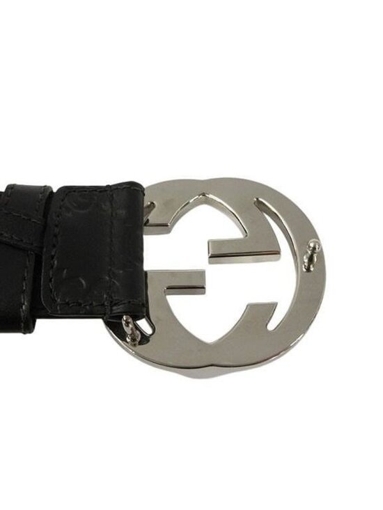 Gucci Interlocking Buckle Belt GG Black Leather main image 4